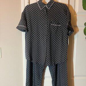 NWT Women's Stars Above Pajama Set - Black & White Geometric Print - Medium